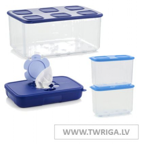 2 УРОВЕНЬ: Прозрачный контейнер Clear, 715 мл (2 шт.); Прозрачный контейнер Clear, 2,53 л; Плоская коробка для салфеток Tuppercare