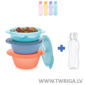 CrystalWave mazie apaļie trauki (3 gab.)+Eco Pudele 310 ml